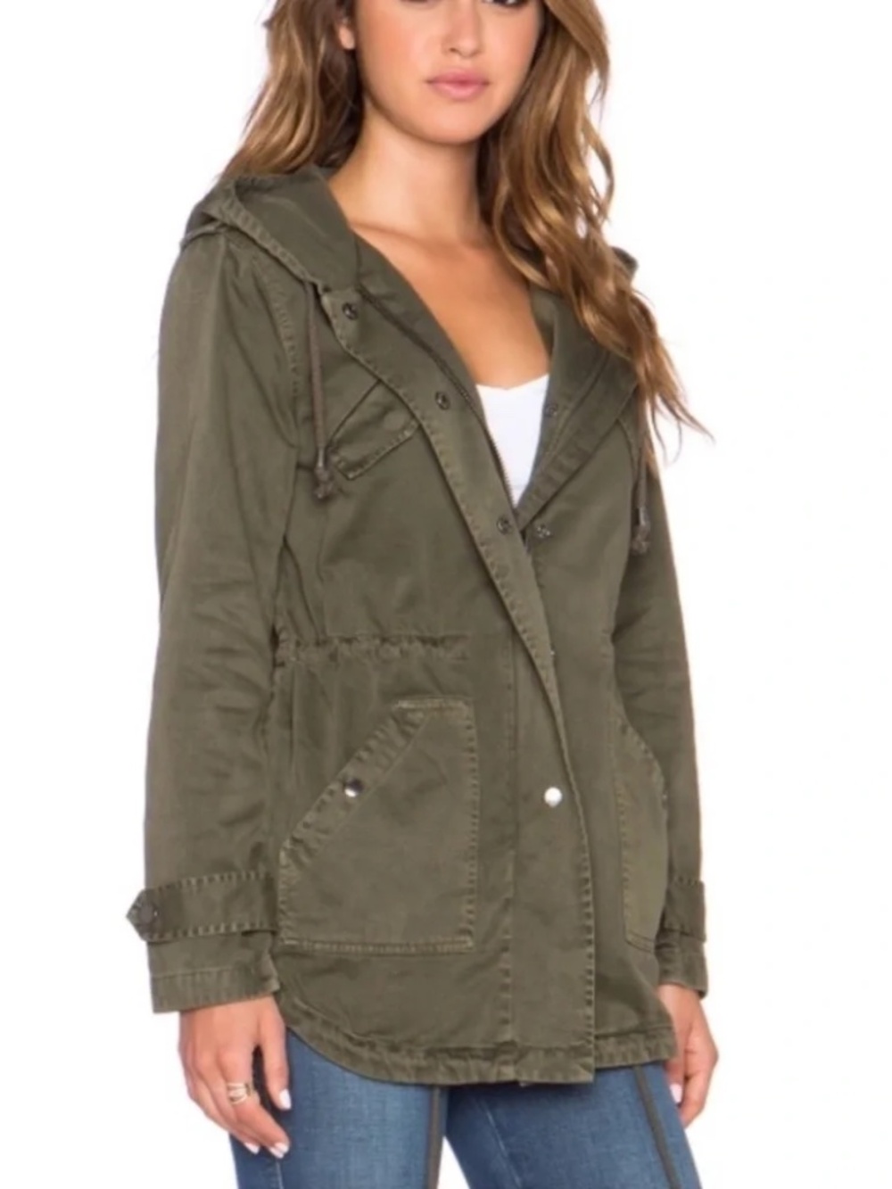 Velvet by Graham & Spencer Green Cotton Anorak Utility Jacket size Small